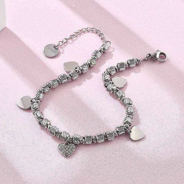 Punk Style 304 Stainless Steel Column Link Charm Bracelets for Women