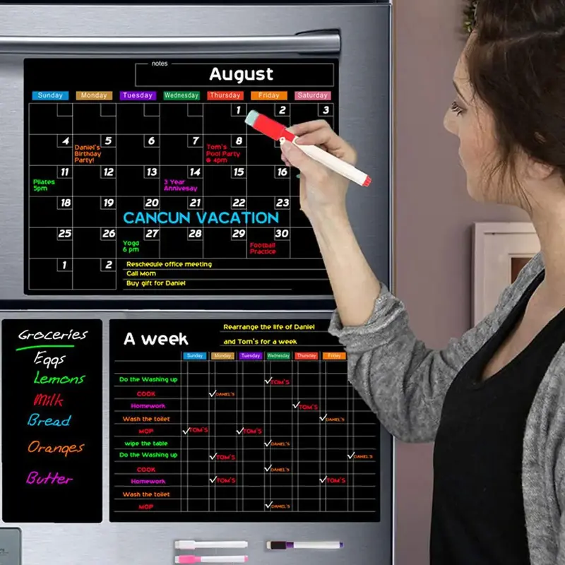 2024 Magnetic Calendar Fridge Magnet, Daily Schedule Sticker, Summer Essentials, Message Board for Fridge, Household Kitchen ...