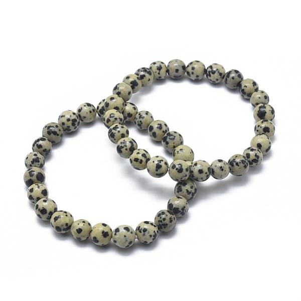 Natural Dalmatian Jasper Bead Stretch Bracelets