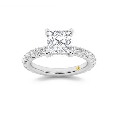 Embers Three Quarter Coverage Hidden Halo Princess Cut Lab Grown Diamond Engagement Ring | 14K White Gold 4 1/2 CT. TW.