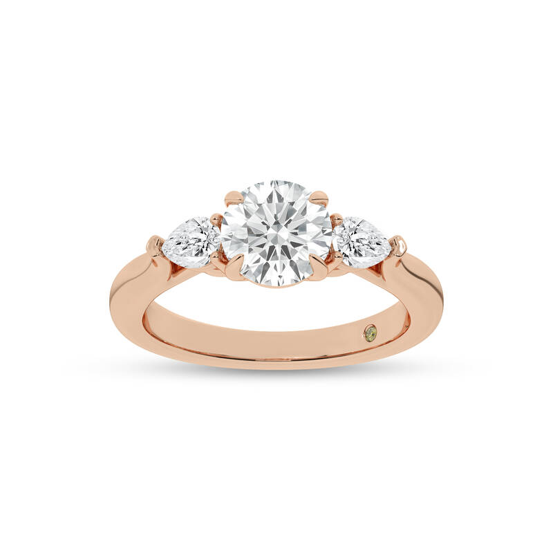 Bruges Three Stone Round Lab Grown Diamond Engagement Ring | 10K Rose Gold 5 1/5 CT. TW.