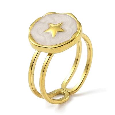 304 Stainless Steel Enamel Open Cuff Rings for Women