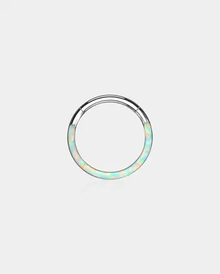 Opal Hinged Segment Cartilage Hoop - White / 10mm