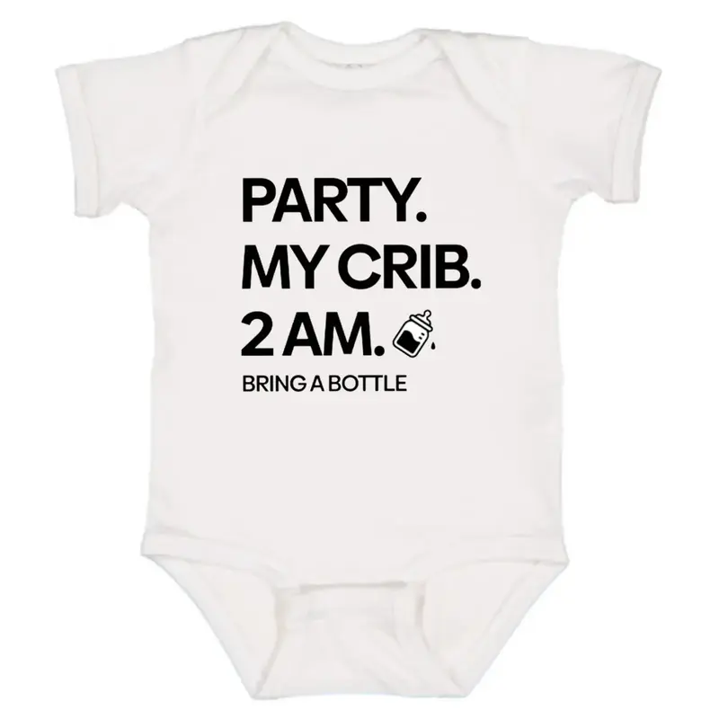 Party At My Crib Baby Onesie, Cute Baby Clothes, Gift For Newborn Baby Clothes Girl