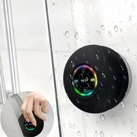 Waterproof Speaker, Portable Suction Cup Bluetooth-compatible Speaker with LED Light, Rechargeable Speaker for Home, Bathroom...