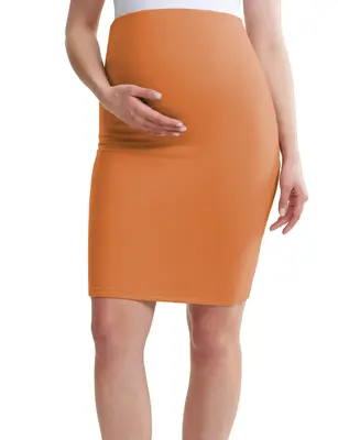 POSHDIVAH Women's Maternity Skirt Over The Belly Solid Stretchy High Waisted Pregnancy Pencil Skirt with Slit summer clothes