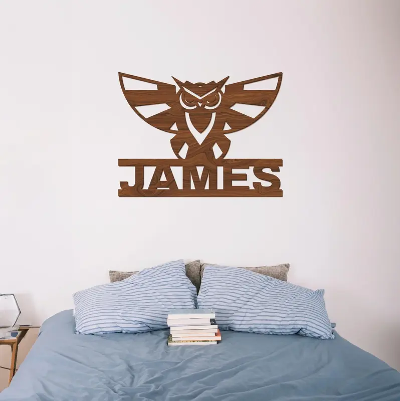 Owl Wood Name Sign