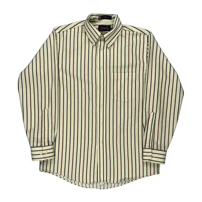 Wrinkle Free The Arrow Company Striped Shirt - Medium Cream Cotton Blend