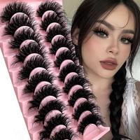 3d Natural Look False Eyelashes (10 Pairs), Wispy Faux Cluster Lashes, Natural Curling Eye Makeup Strip Lashes Clusters, Volu...
