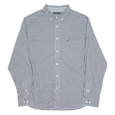 NAUTICA Mens Shirt Black Gingham Long Sleeve XL
