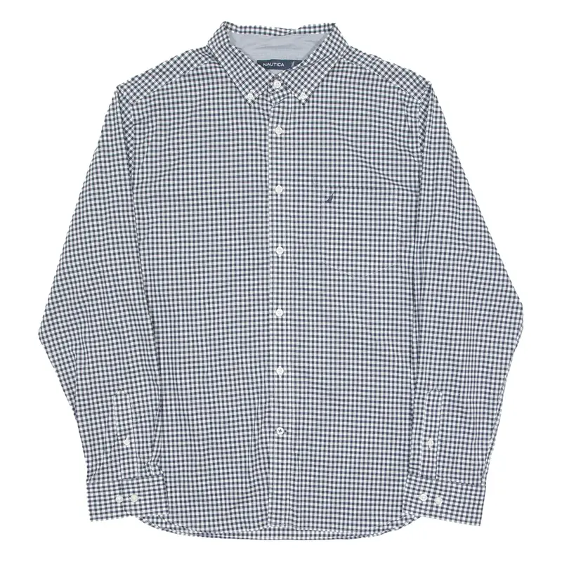 NAUTICA Mens Shirt Black Gingham Long Sleeve XL