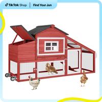 【Outdoorfun】Aivituvin-AIR23W Wooden Chicken Coop on Wheels for 2-3 Hens,Chicken Tractor#petlife#cozyvibes
