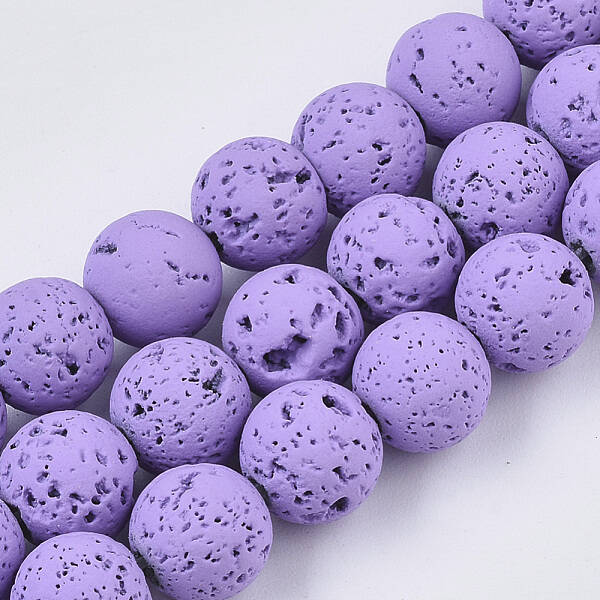 Spray Painted Natural Lava Rock Beads Strands