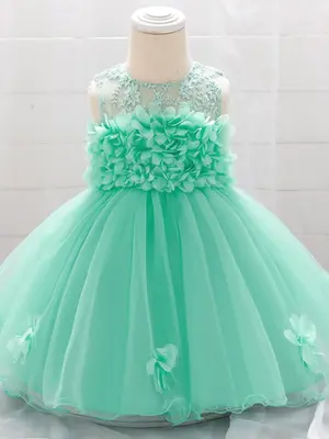 Toddler Girl's Floral Embroidery Formal Dress, Elegant Cute Sleeveless A Line Dress for Party Holiday Wedding Guest, Kids Clo...