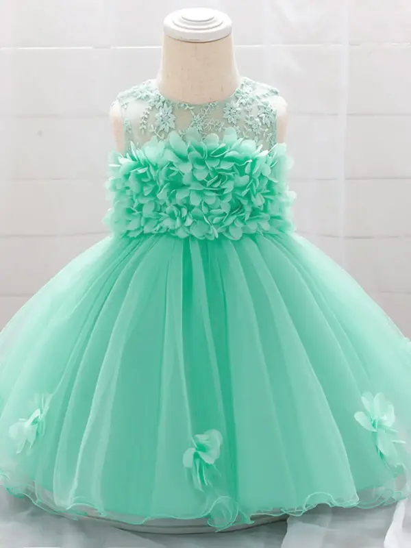 Toddler Girl's Floral Embroidery Formal Dress, Elegant Cute Sleeveless A Line Dress for Party Holiday Wedding Guest, Kids Clo...