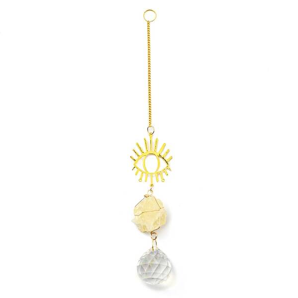 Wire Wrapped Nuggets Natural Citrine Pendant Decorations