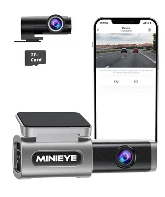 Dash Cam 4K + 1080P Car Camera 170° Wide View with Night Vision, G-Sensor, Loop Recording APP, Voice Control & Dual Front Da...