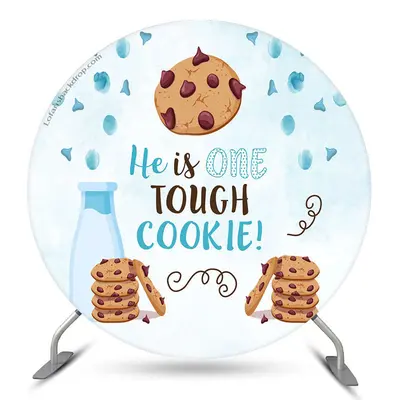 Aperturee Tough Cookie Light Blue Round 1St Birthday Backdrop | Custom Circle Backdrop Birthday | Custom Round Backdrop | Rou...