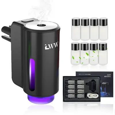 LWW Upgraded Smart Car Air Freshener Set, 8 Large Bottles (80ml) French Essential Oil Diffuser, 3 Intensity Levels for Car/Ho...