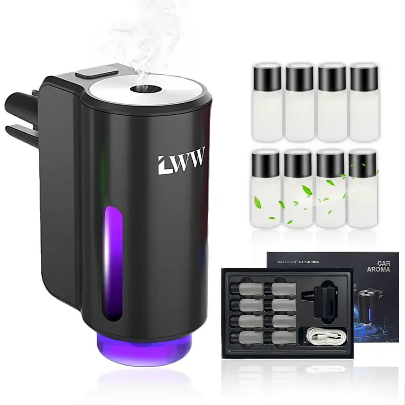 LWW Upgraded Smart Car Air Freshener Set, 8 Large Bottles (80ml) French Essential Oil Diffuser, 3 Intensity Levels for Car/Ho...