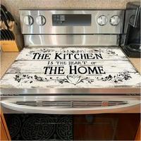 Kitchen Pattern Gas Stove Cooktop Protector Cover, 1 Count Multifunction Heat & Scratch Resistant Stove Top Protector, Multip...