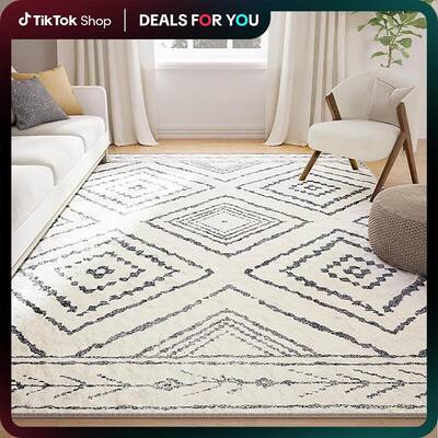 BESTSWEETIE Washable Rugs for Living Room, Area Rugs, Carpet, Soft Faux Wool Vintage Moroccan Runner Rug for Bedroom Non