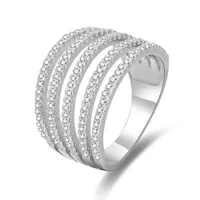Beneto Silver ring with zirconia AGG346 - Circuit: 54 mm