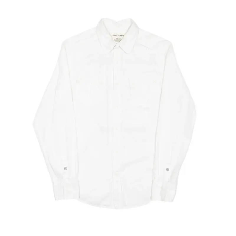 DKNY East Village Union Trade Plain Shirt White Long Sleeve Mens S
