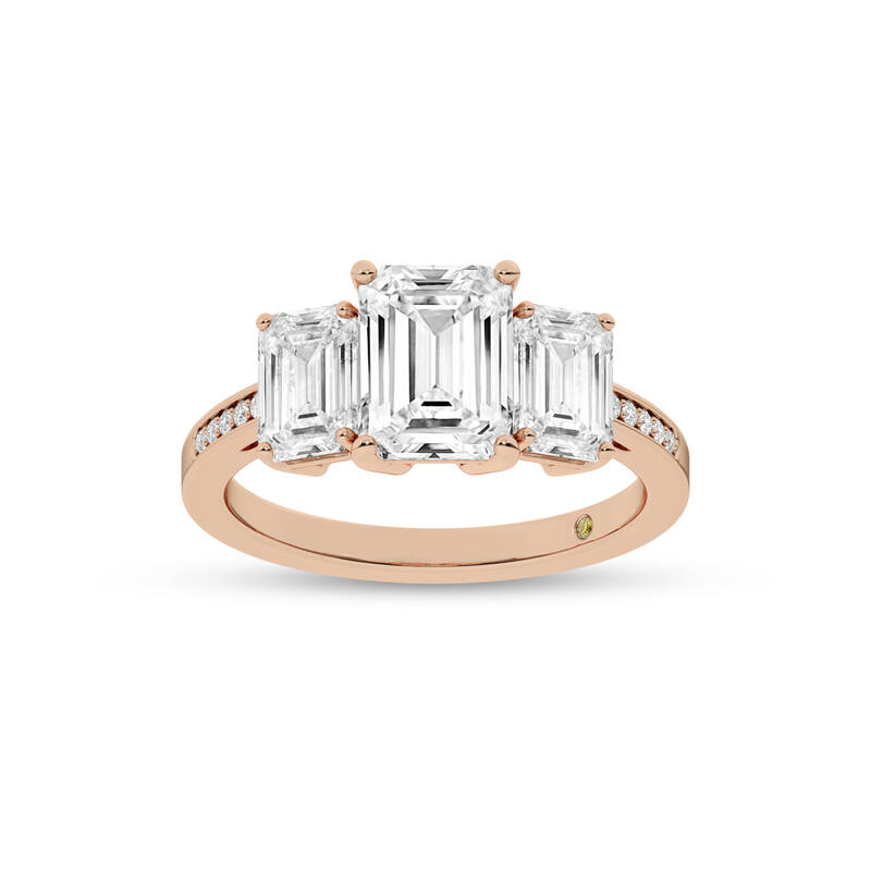 Sydney Quarter Coverage Pavé Set Three Stone Lab Grown Diamond Engagement Ring | 10K Rose Gold 2 1/2 CT. TW.