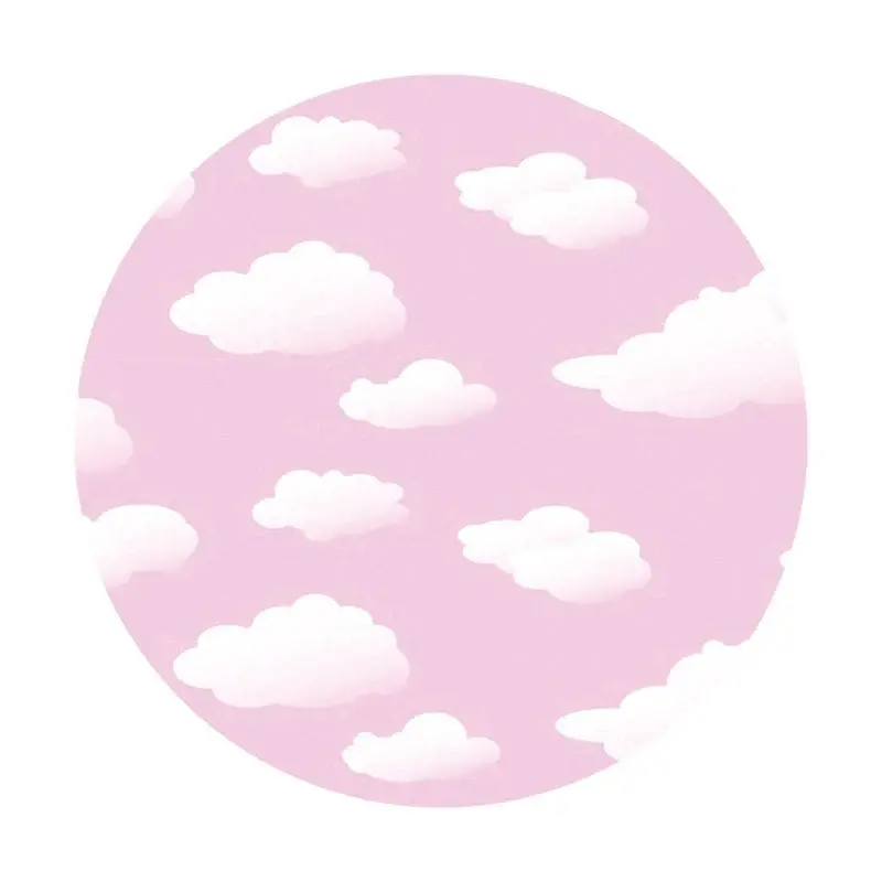 Aperturee Round White Cloud Pink Happy Birthday Backdrop For Girl | Round Backdrop | Circular Birthday Backdrop Cover | Round...