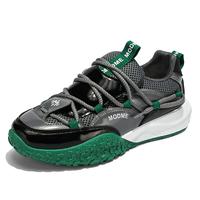 Men's stylish patchwork design lace-up low-top sneakers, casual training , summer breathable running sneakers, outdoor traini...