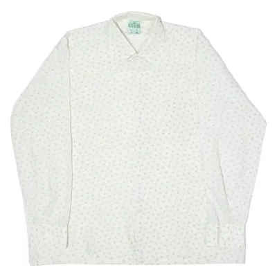 CLUB Mens Shirt White 80s Spotted Long Sleeve M