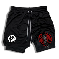 Athleisure Fit Unisex 2 in1 Shorts Double-layer Quick-drying Shorts Workout Shorts Printed Breathable Quarter Pants Anime Gym...