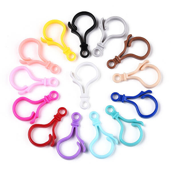 Opaque Solid Color Bulb Shaped Plastic Push Gate Snap Keychain Clasp Findings