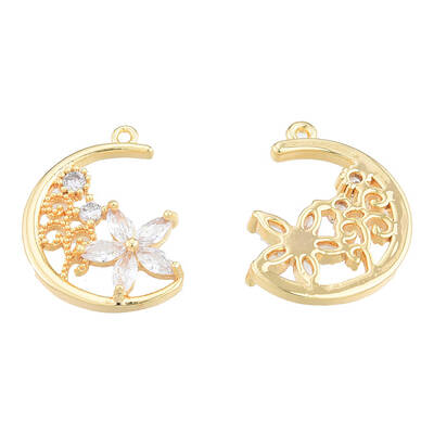 Brass Micro Pave Clear Cubic Zirconia Pendants