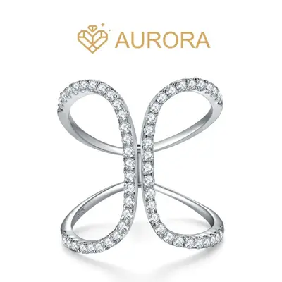 【#50 Karma】Moissanite Stackable band ring enhancer Ring Band with 925 Sterling Silver Synthetic Moissanite