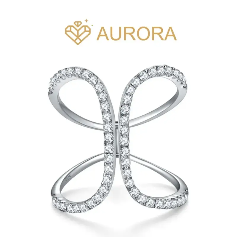 【#50 Karma】Moissanite Stackable band ring enhancer Ring Band with 925 Sterling Silver Synthetic Moissanite