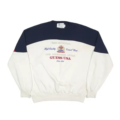 GUESS Classic Embroidered Sweatshirt White Mens L