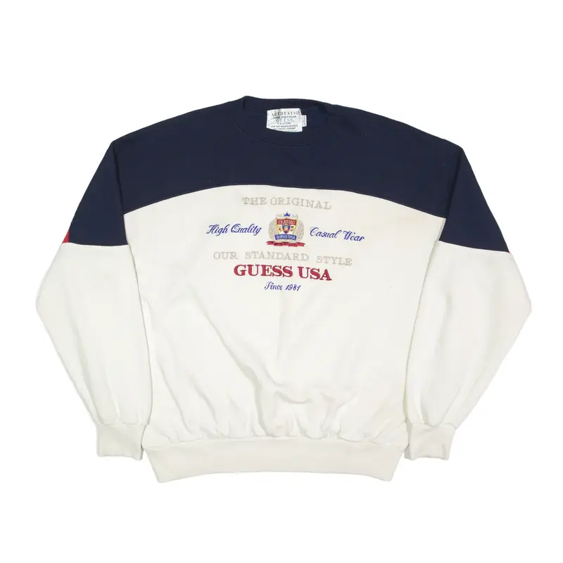 GUESS Classic Embroidered Sweatshirt White Mens L