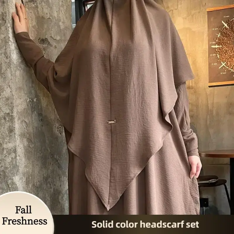 【FallFreshness】CL05 Abaya Hijab, Muslim dress, hijab, solid color, simple and casual, crepe Khimar suit【Fashionweek】