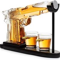 Cool whiskey decanter with bullet glass - a must-have for lovers, dad's birthday, holiday gifts, home bars and Father's Day g...