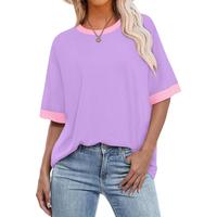 OFEEFAN Summer Tops for Women 2025 Short Sleeve Shirts Dressy Casual Crew Neck Tshirts Fashion