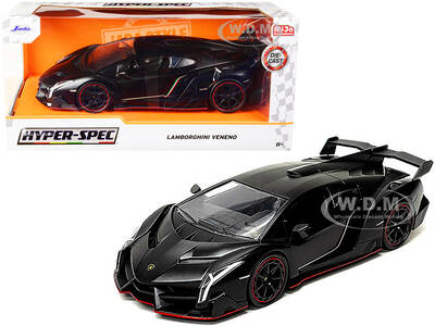 Lamborghini Veneno Matt Black Hyper-Spec Series 1/24 Diecast Model Car by Jada