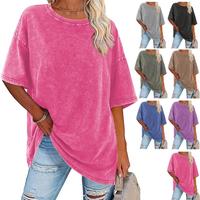 Women's Oversized T Shirts Acid Washed Heavy Cotton Vintage Unisex Tee Loose Fit Short Sleeve Casual Streetwear Baggy Basic T...