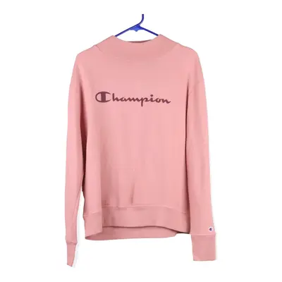 Champion Spellout Sweatshirt - Medium Pink Cotton Blend
