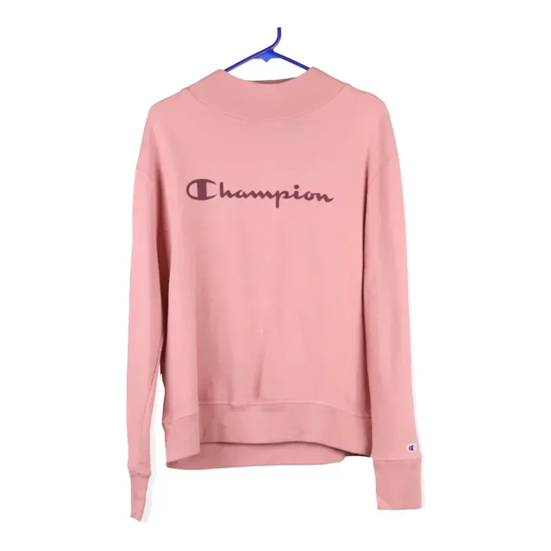 Champion Spellout Sweatshirt - Medium Pink Cotton Blend