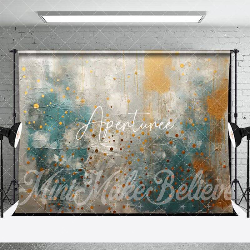 Teal Blue Yellow White Gray Retro Wall Backdrop - Aperturee