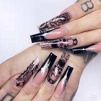 Butterfly & Flower Pattern Press on Fake Nail for Women, 24pcs Fashion Press on Nails & 1 Count Tape & 1 Count Nail File & ...