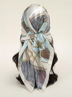 Women's Elegant Chain & Geometric Print Square Scarf Head Wrap, Fashionable Versatile Retro Brown Shawl for Daily Life, Boho ...