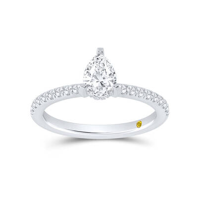 Kyoto Hidden Halo Pear Shape Lab Grown Diamond Engagement Ring | 14K White Gold 3 3/4 CT. TW.